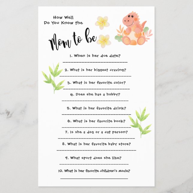 Flyer Dinossauro chá de fraldas Como você conhece bem o  (Frente)