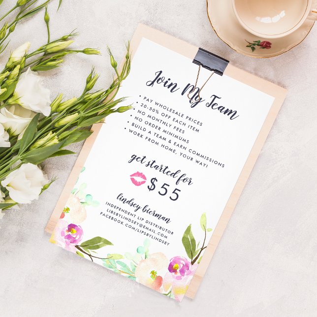 Flyer Distribuidor de Produto de Lábios Floral Moderno P (Criador carregado)