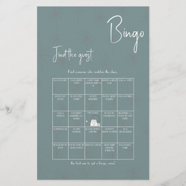 Flyer do Jogo de Bingo de Chuveiro para Convidados (Frente)