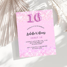 Flyer Doce 16 cor-de-rosa para o convite para o orçament