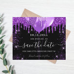 Flyer Doce 16 orçamento roxo preto, salvar a data<br><div class="desc">Observe que esta opção Save the date (Salvar a data) está no papel do folheto e muito fina. Os envelopes não estão incluídos. Para salvar o cartão Data (mesmo design) mais espesso, visite nossa loja. Uma moça e moda Salvem a data para uma doce festa de aniversário 16, 16. Um...</div>