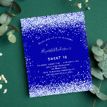 Flyer Doce 16 voador branco azul real convite<br><div class="desc">Por favor, note que este convite está no papel de folheto e é muito fino. Os envelopes não estão incluídos. Para convites mais espessos (mesmo design) visite nossa loja. Um convite moderno, na moda e glamouroso para uma doce festa de aniversário 16, 16. Um fundo azul real, decorado com brilhos...</div>