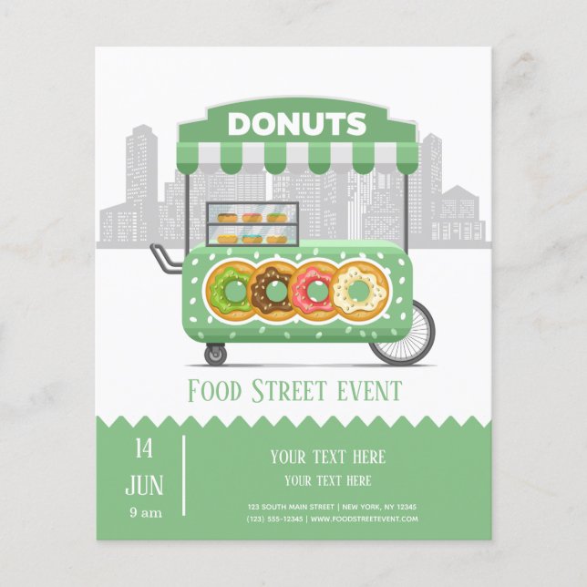 Flyer Donuts da rua de comida (Frente)