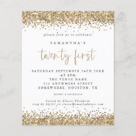 Flyer Dourada brilhante 21º Convite de festas