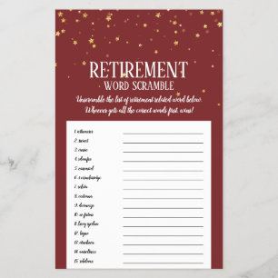 Flyer Dourada Confetti sobre o Burgundy Retirement Word
