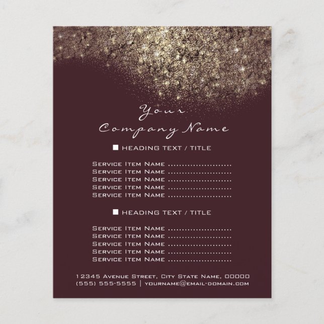 Flyer Dourada Glitter Confetti Bordeaux Maroon Confetti (Frente)