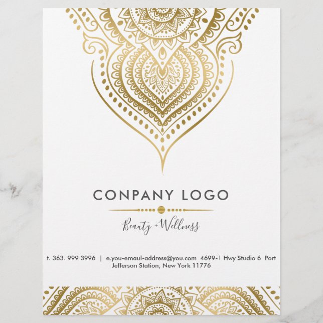 Flyer Dourada Vintage Paisley Mandala (Verso)