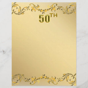 Flyer Dourado 50.º Aniversário Ou Aniversário Antiquado