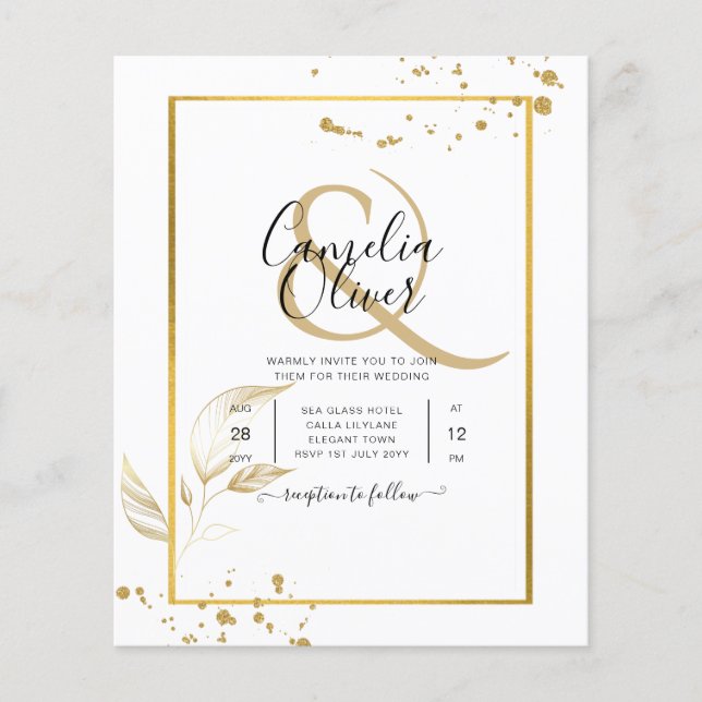 Flyer Dourado Branco Clássico de Convite para Foto de Or (Frente)
