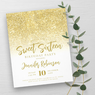 Flyer Dourado Brilhante Branco Suave 16 Convite