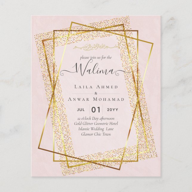 Flyer Dourado Concurso para Casamento Muçulmano de Budge (Frente)