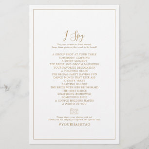 Flyer Dourado Minimalista I Spy Weding Scavenger Hunt Ga