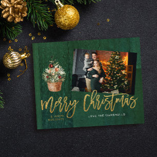 Flyer Dourado Orçamento e Natal Russo Verde Uma Foto