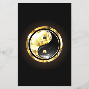 Flyer Dourado Yin Yang a preto
