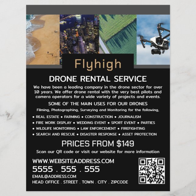 Flyer Drone Collage Banner, Drone Rental Company (Frente)