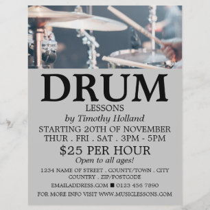 Flyer Drummer, Lições De Tambor Publicidade