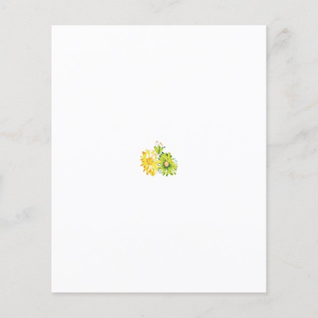 Flyer Duas flores amarelas e verdes sobre fundo branco (Frente)