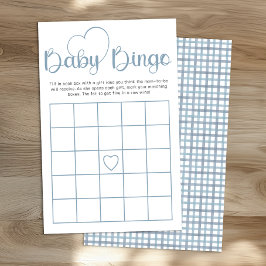 Flyer Dusty Blue Baby Shower Bingo Game Card
