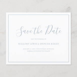 Flyer Dusty Blue Budget Casamento Salvar Data