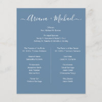 Dusty Blue e White elegante Festa Simple Bridal