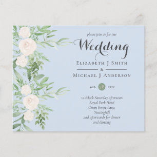 Flyer Dusty Blue Sage Floral BAIXO Convite de casamento 