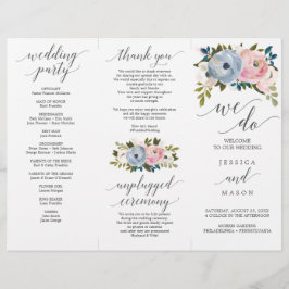 Flyer Dusty Floral Trifold Wedding Program