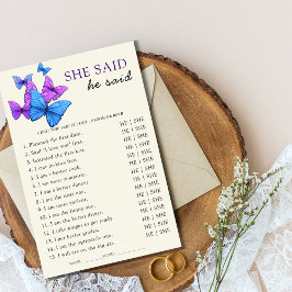 Flyer Ela disse que ele disse "Borboleta do Jogo do Chá 