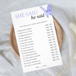 Flyer Ela disse que ele disse "Borboleta do Jogo do Chá 