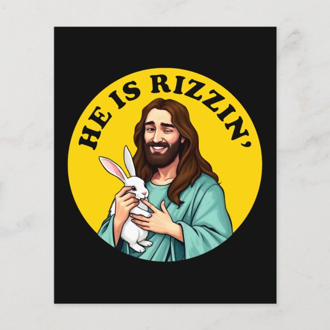 Flyer Ele É Rizzin Engraçado Jesus Dia da Páscoa Cristã (Frente)