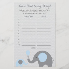 Flyer Elefante Azul Adivinha Jogo do Chá de fraldas da C