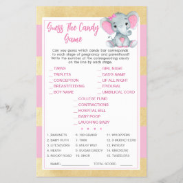 Flyer Elefante Rosa Dourado Adivinha O Bebê Adormecido J
