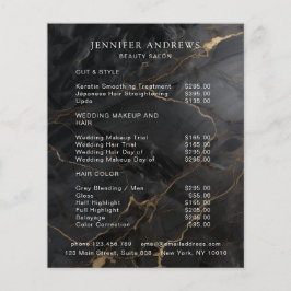 Flyer Elegant Marble Black-Gold Salon Pricelist