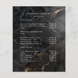 Flyer Elegant Marble Black-Gold Salon Qr Code Pricelist