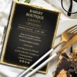 Flyer Elegante Black & Dourado Grande Abertura<br><div class="desc">Grande convite de abertura num elegante design de preto e ouro para a sua empresa,  talvez uma loja,  um restaurante,  ou um salão de beleza. Adicione seu próprio logotipo também!</div>
