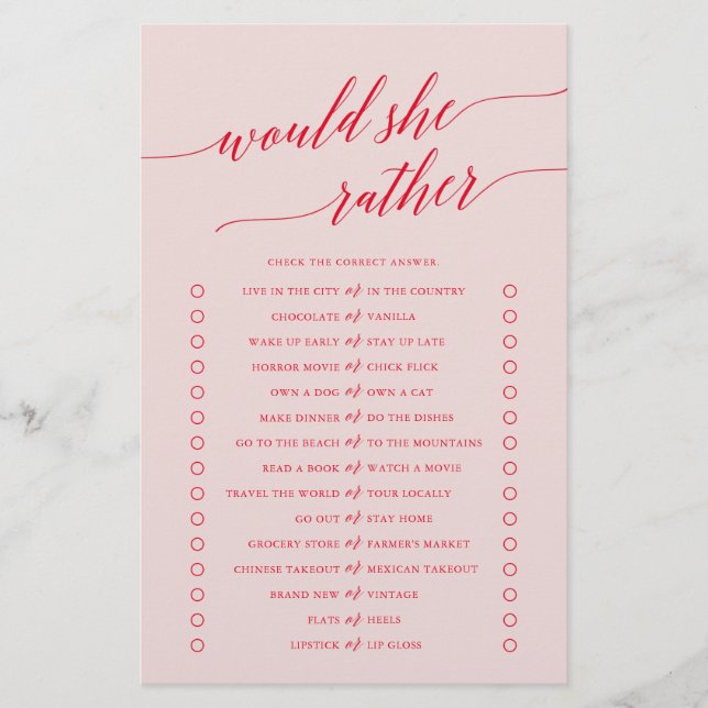 Flyer Elegante Caligrafia Rosa Vermelha Ela Preferencial (Frente)