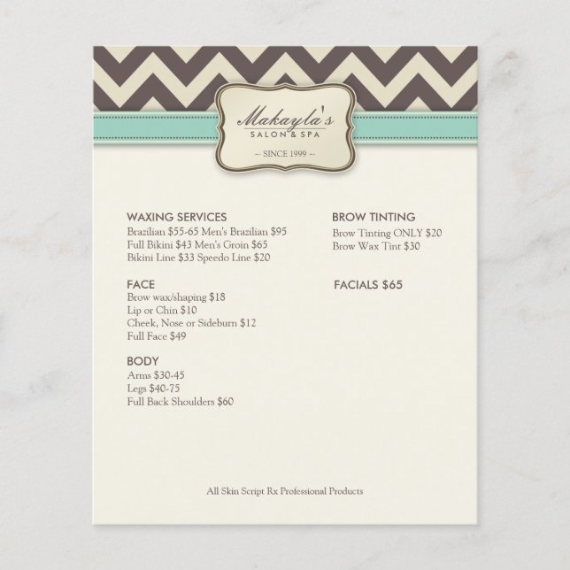 Flyer Elegante Chevron Modern Beige, Verde e Castanho (Frente)