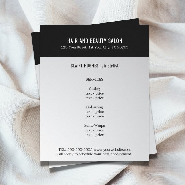 Flyer Elegante Dark Faux Silver Black Beauon (Criador carregado)