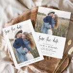 Flyer Elegante de Orçamento Salve a Data Foto Minimalist<br><div class="desc">Casamento de Orçamento Salve os Cartões de Data que têm uma foto na frente e atrás. Os Cartões salve a data contêm uma moderna tipografia cursiva escrita escrita escrita escrita escrita escrita escrita escrita que é elegante, simples e moderna a ser usada depois da simples celebração do dia de casamento...</div>