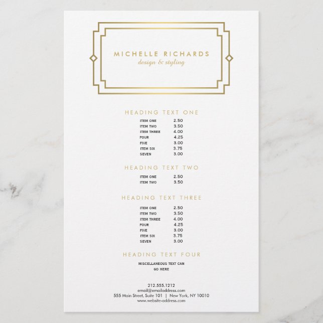 Flyer Elegante Deco Profissional Branco/Dourado (Frente)