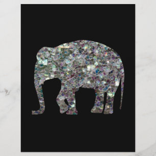 Flyer Elegante elefante brilhante mosaico prateado