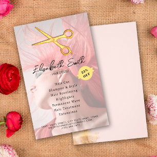 Flyer Elegante Estilista de Cabelo Tesoura Dourada Chic 