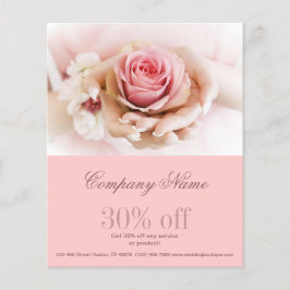Flyer elegante florista de rosas cor-de-rosa para casame