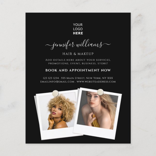 Flyer Elegante Logotipo de Foto Personalizado Promociona (Frente)