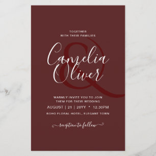 Flyer Elegante ORÇAMENTO Burgundy Monocromático Casament