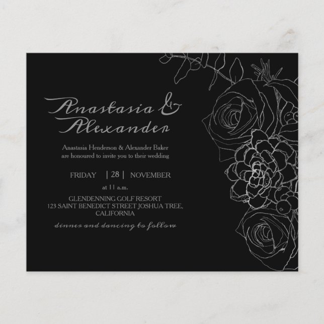 Flyer Elegante Orçamento Convite para cerimônia de casam (Frente)