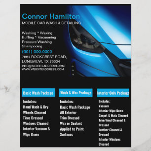 Flyer Elegante Preto Azul para Automóvel Lava