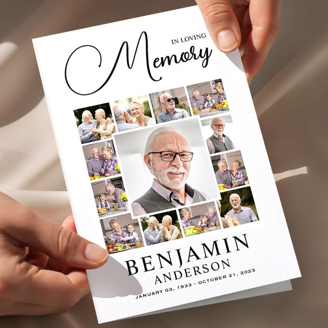 Flyer Elegante Programa de Funeral de Foto Em Memória Am (obituary template,funeral program,order of service,celebration of life,funeral booklet,funeral cards)