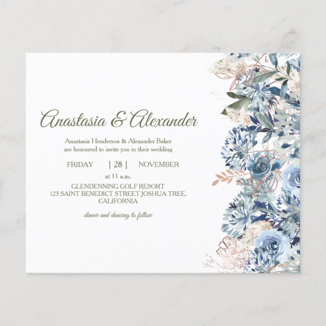 Flyer Elegante RoseBudget Convite para cerimônia de casa (Frente)