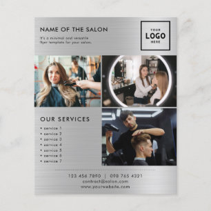 Flyer Elegante Silver Glitter Salon