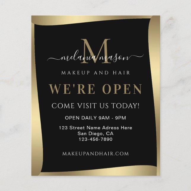 Flyer Elegante Somos Dourados Salon Black Minimalista (Frente)